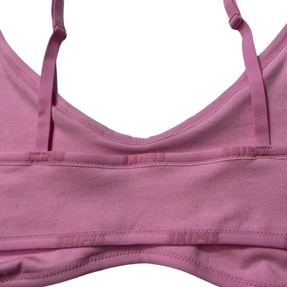 SKIMS Cotton Logo Scoop Neck Bralette NEW Bubblegum‎ 4X - Picture 6 of 8